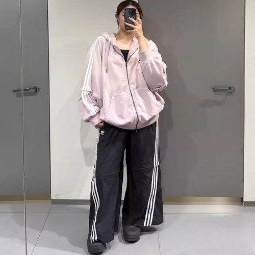 阿迪达斯三叶草女2026秋新款经典纯棉宽松连帽运动夹克外套KE9804