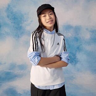Adidas阿迪达斯男女大童白色经典款半袖圆领大logo短袖T恤IC6855