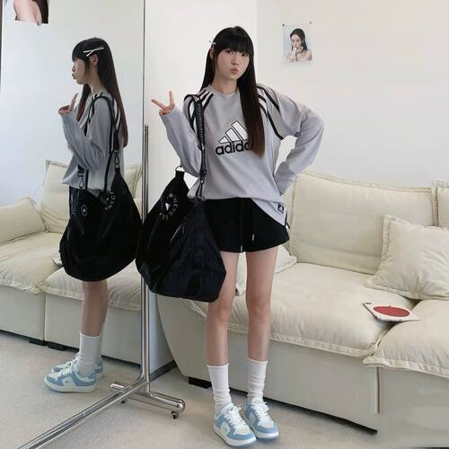 阿迪达斯网眼速干长袖运动T恤