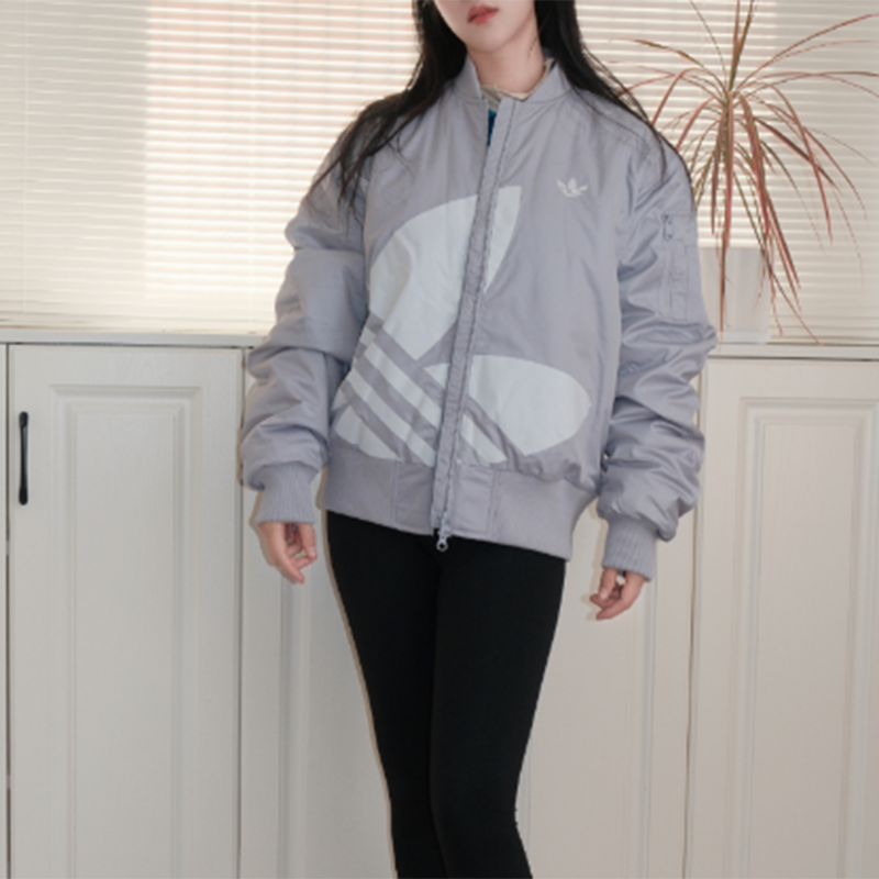 阿迪达斯三叶草外套男女防风服秋冬宽松运动飞行员立领棉服JX7066