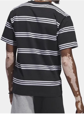 Adidas阿迪达斯正品男士条纹透气短袖舒适T恤IL4703