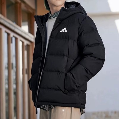 Adidas阿迪达斯青少年帅气羽绒服冬季宽松加厚黑色外套正品KF4400