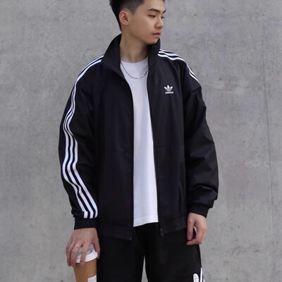阿迪达斯男女立领防风运动夹克