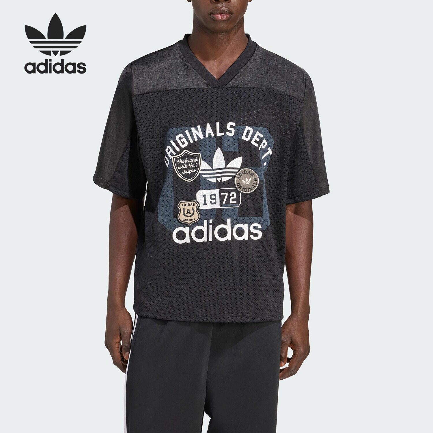Adidas/阿迪达斯正品三叶草男透气运动足球V领宽松短袖KD6252图片