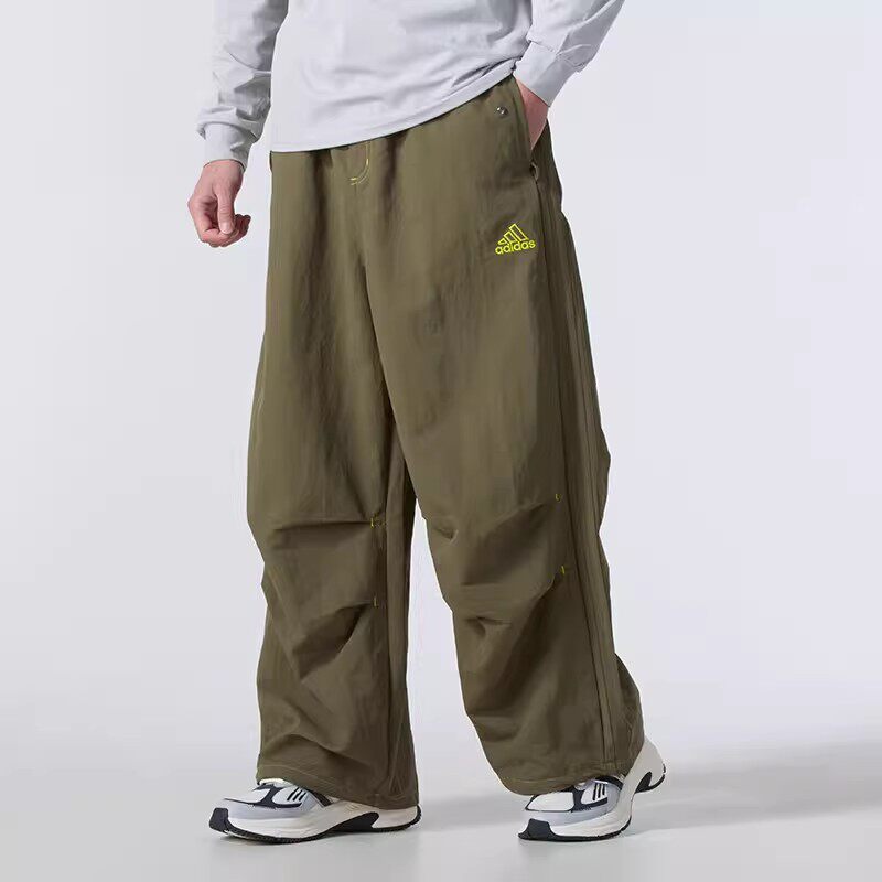 阿迪达斯三叶草男子伞裤三条杠敞口大喇叭梭织长裤正品JD5416