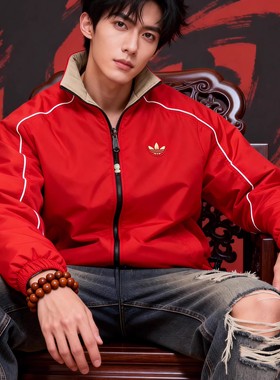 阿迪达斯三叶草棉服男女款新年系列冬季双面穿加厚棉袄外套KA0822