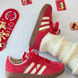 Adidas阿迪达斯VL COURT低帮板鞋男女同款红色休闲鞋正品KK3774