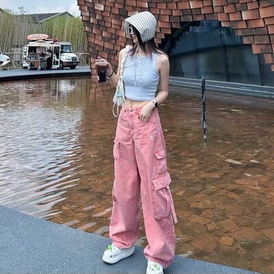 adidas阿迪达斯三叶草女子2026新款多口袋工装运动牛仔裤KD4114