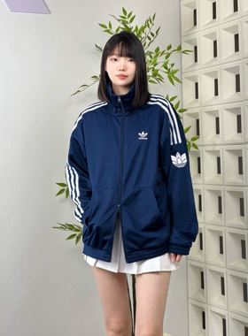 阿迪达斯三叶草男女款经典复古三条纹运动立领夹克外套JL8398