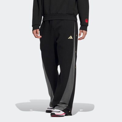 adidas阿迪达斯抓绒篮球侧开排扣运动裤2026春男针织长裤 JM5672