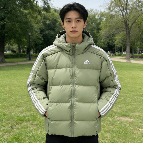 正品Adidas阿迪达斯男女羽绒服三条杠保暖防风防寒外套夹克JN7479