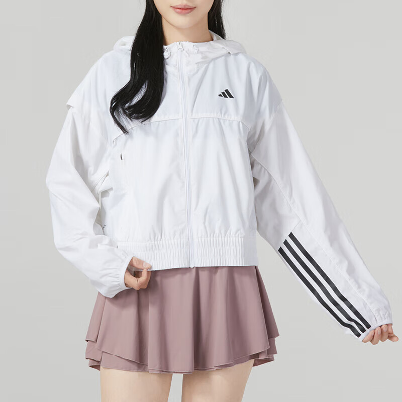 Adidas阿迪达斯女装2026新款防风运动休闲短款连帽夹克外套IL6976
