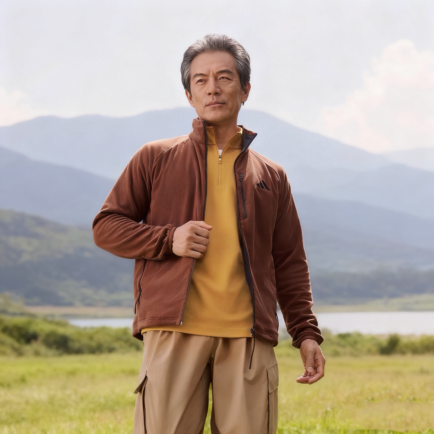 阿迪达斯加绒运动外套中老年人图片