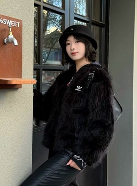 阿迪达斯三叶草2026春季外套新款女子人造毛皮夹克休闲外套IX4226