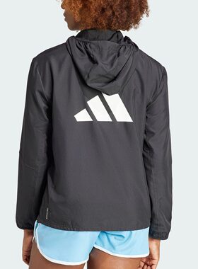 Adidas阿迪达斯2026新款女士反光跑步运动经典连帽外套IL7223