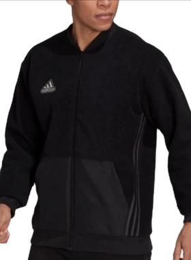 阿迪达斯男子外套Adidas新款宽松加绒保暖立领运动休闲夹克HL6920