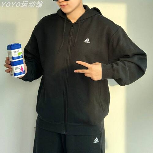 阿迪达斯男加绒保暖连帽运动夹克