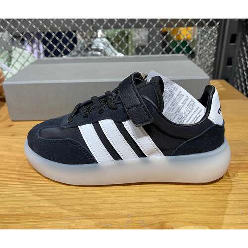 Adidas阿迪达斯男女儿童小童低帮复古黑色魔术贴板鞋休闲鞋JR0767