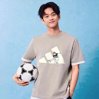 adidas阿迪达斯男子休闲圆领短袖篮球运动针织透气上衣T恤 KC5318