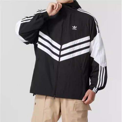Adidas阿迪达斯三叶草风衣外套2026春季男三条纹连帽防风服JM7260