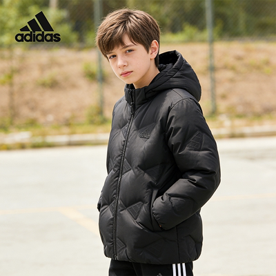 阿迪达斯正品外套小童连帽羽绒服