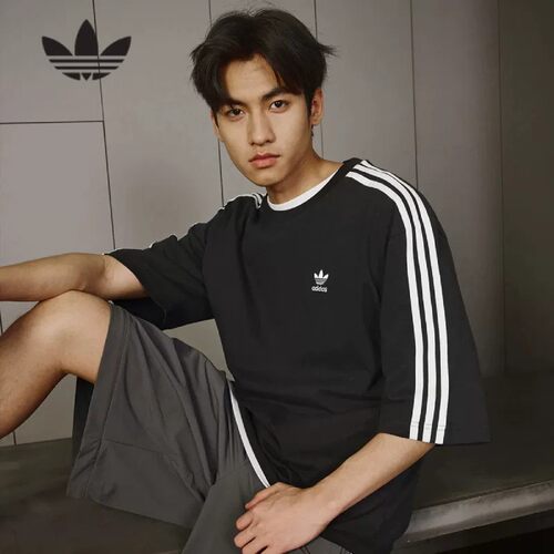 Adidas阿迪达斯三叶草短袖男夏季新款宽松复古纯棉短袖T恤 IZ1832