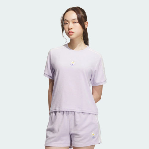 adidas/阿迪达斯三叶草女款毛巾布小雏菊百搭舒适短袖T恤 KB8961