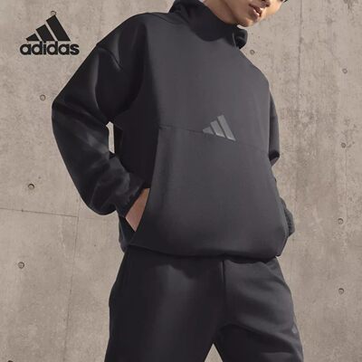 阿迪达斯2026春季新款男子连帽卫衣长袖套头运动休闲宽松 JE7537