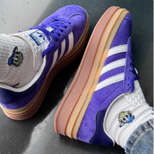 阿迪达斯Adidas三叶草Gazelle Bold男女紫休闲增高厚底板鞋IE0419