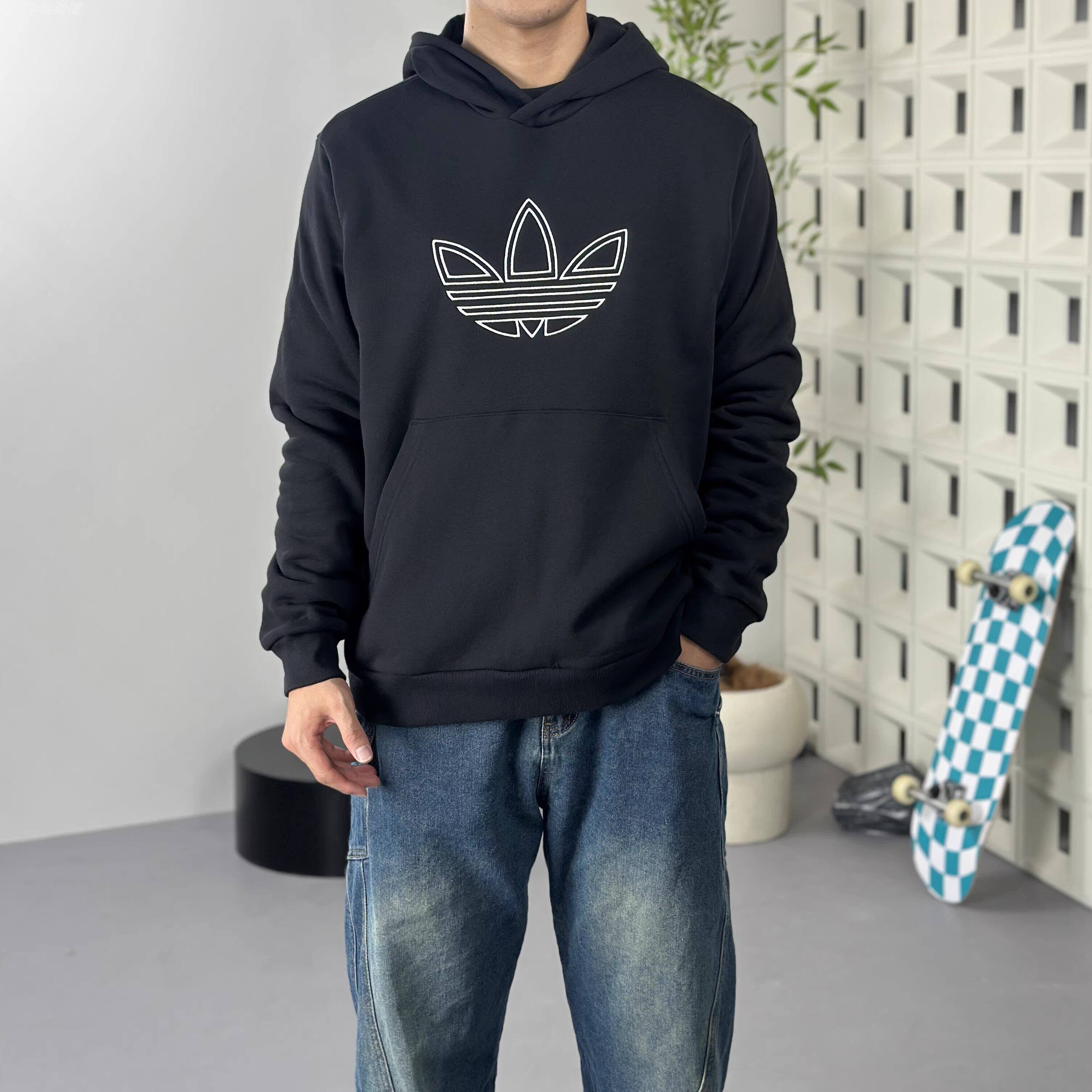 阿迪达斯三叶草卫衣男上衣运动服休闲连帽纯棉长袖套头衫JJ1506