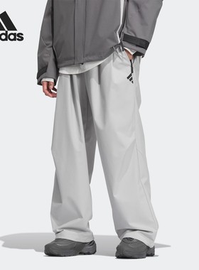 阿迪达斯男子直筒长裤男2026新款时尚拒水防泼运动休闲裤JM6244