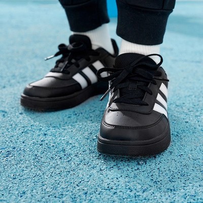 阿迪达斯BREAKNET 2.0小童魔术贴板鞋黑色耐磨运动休闲鞋 IE3793