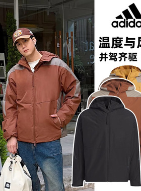 JZ8413阿迪达斯男生入春外套adidas加绒户外抓绒衣拒水运动夹克潮