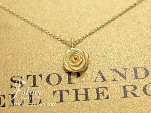 dogeared银镀金项链链浪漫玫瑰花