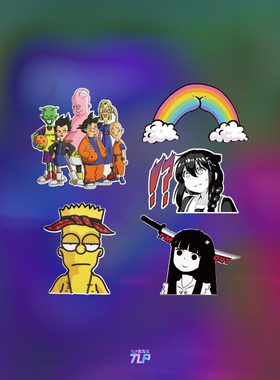 TLP套贴 辛普森版七龙珠PP彩虹街头Bart Simpson震惊少女走神贴纸