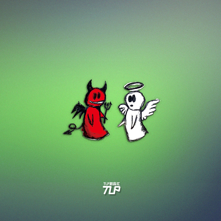 tlp镂空车贴 天使与恶魔 手绘风格 卡通 汽车摩托电动车防水贴纸