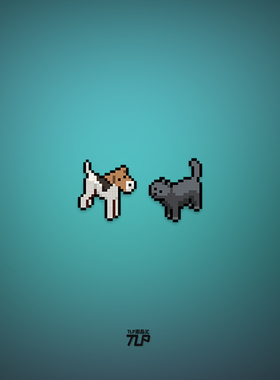 TLP反光贴 像素相遇的猫猫狗狗 可爱宠物卡通 多用遮痕防水贴纸