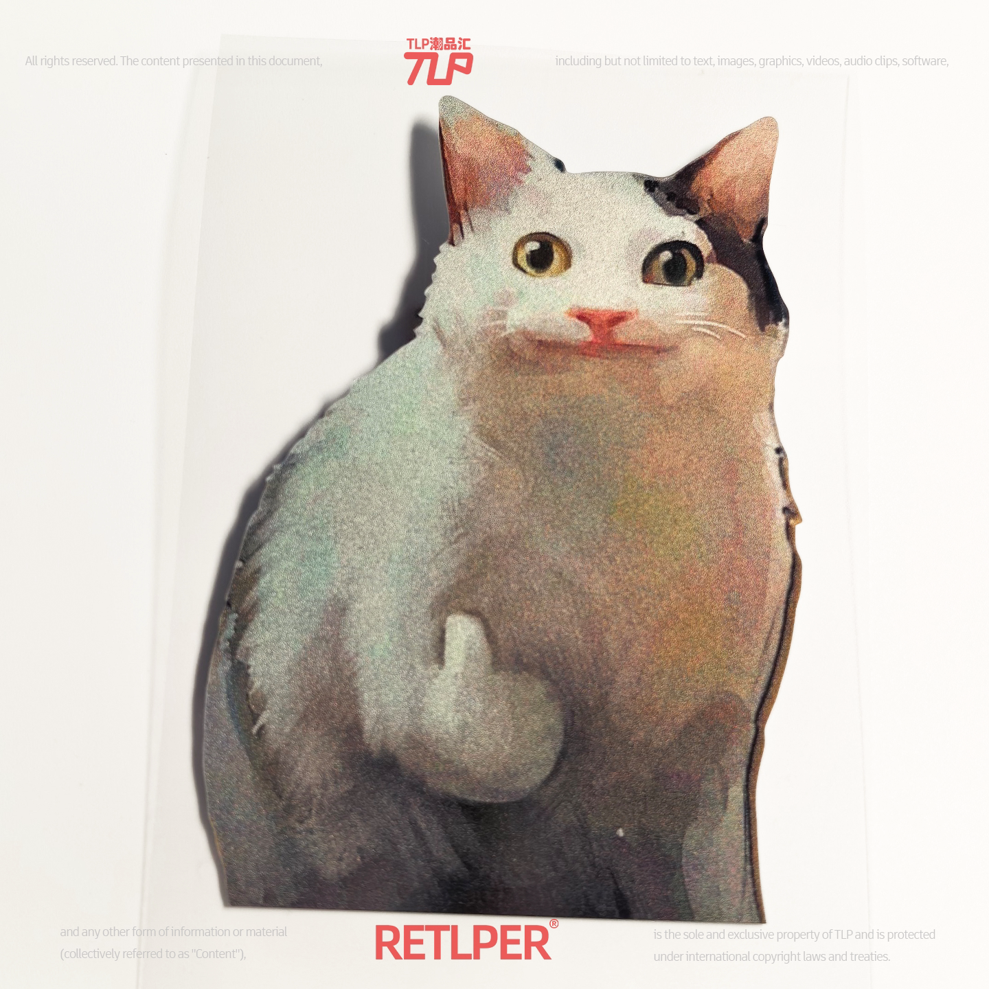 RETLPER反光车贴 憨猫咪憋笑点赞可爱宠物汽摩多用防水平面贴纸