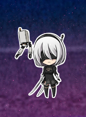 TLP反光车贴 尼尔机械纪元2B小姐姐Q版卡通笔记本行李箱贴摩托车