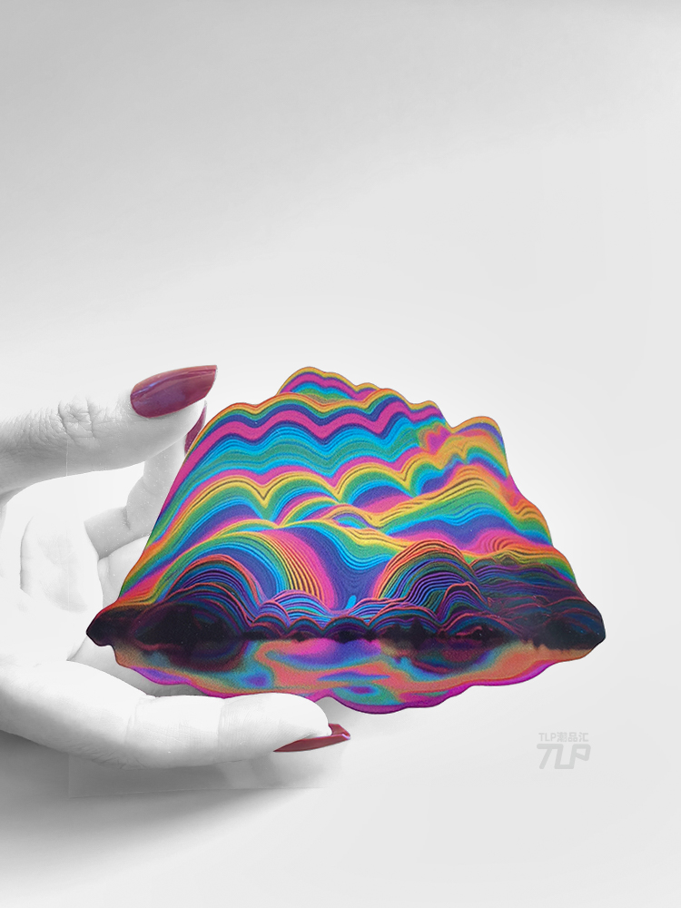 条纹山水倒影贴纸原创国风国潮