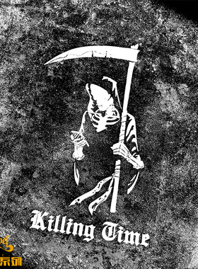 TLP镂空车贴 骷髅死神镰刀斗篷杀戮时间Killing Time恶魔图腾贴纸