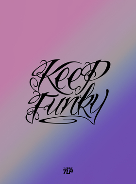 TLP镂空车贴 英文艺术字keep funky西海岸风格笔记本摩托车防水贴