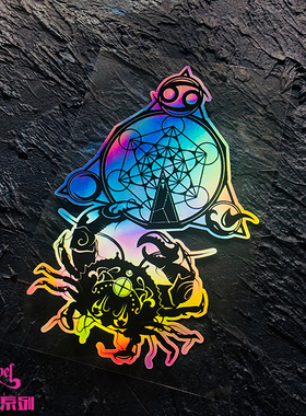 TLP镭射车贴 巨蟹座黄道十二宫第四宫Cancer月亮星座电镀效果贴纸