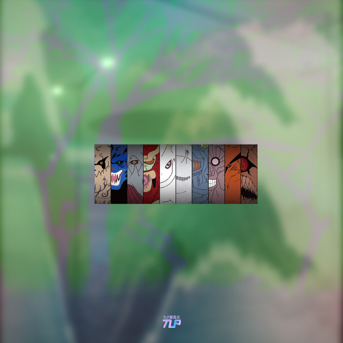 tlp反光车贴 九尾十尾尾兽火影忍者怪兽合照遮盖贴行李箱无痕玻璃