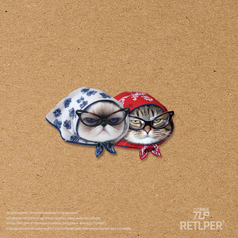 RETLPER反光车贴 原创 试图卧底的头巾猫猫 可爱宠物头像防水贴纸