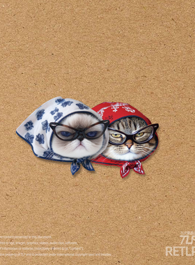 RETLPER反光车贴 原创 试图卧底的头巾猫猫 可爱宠物头像防水贴纸