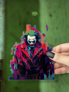 手绘涂鸦 TLP镂空车贴 赛博故障风格 Joker小丑 防水平面贴纸 原创