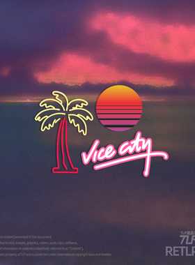 RETLPER镂空车贴 原创椰树红日 联名vice city热带风汽摩防水贴纸