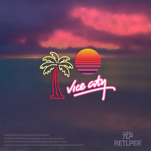 RETLPER镂空车贴 原创椰树红日 联名vice city热带风汽摩防水贴纸
