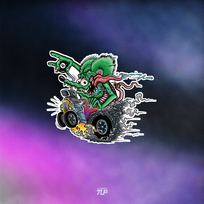 tlp反光车贴 ratfink芬克鼠绿疯鼠反米奇汽车改装文化hot rod贴纸